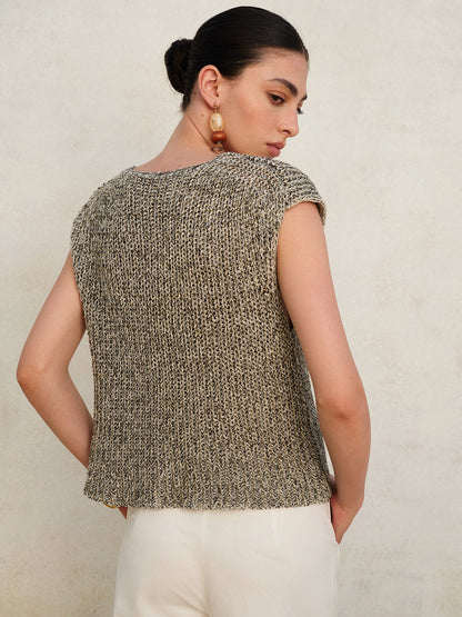 Muriel | Knitted Sleeveless Cardigan Grey
