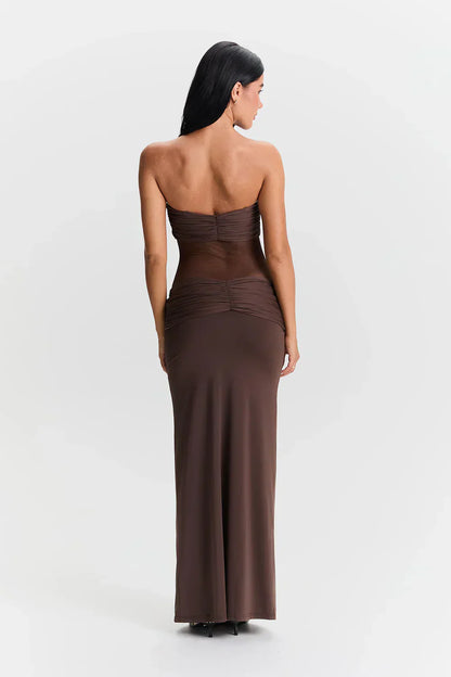 Ayesha | Strapless Mesh Detail Dress