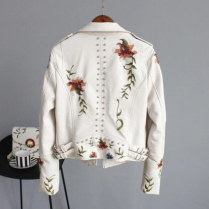 Ahuva | Women's Jacket with Floral Embroidery and Studs
