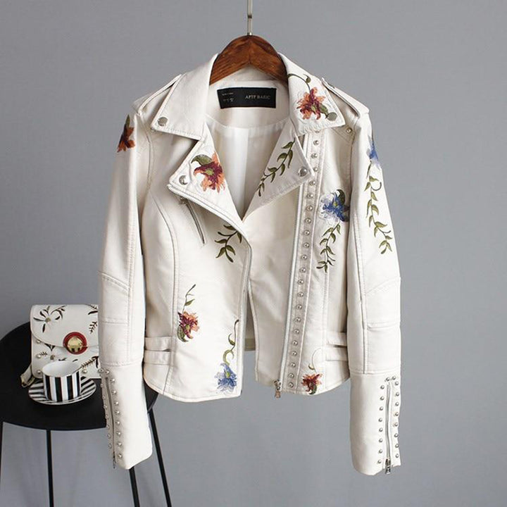 Ahuva | Women's Jacket with Floral Embroidery and Studs
