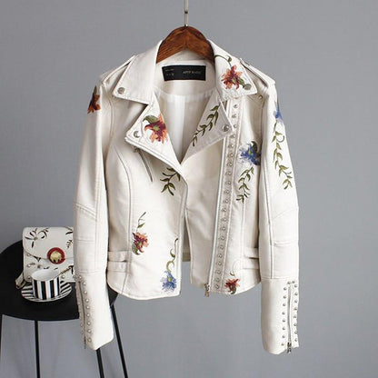 Ahuva | Women's Jacket with Floral Embroidery and Studs