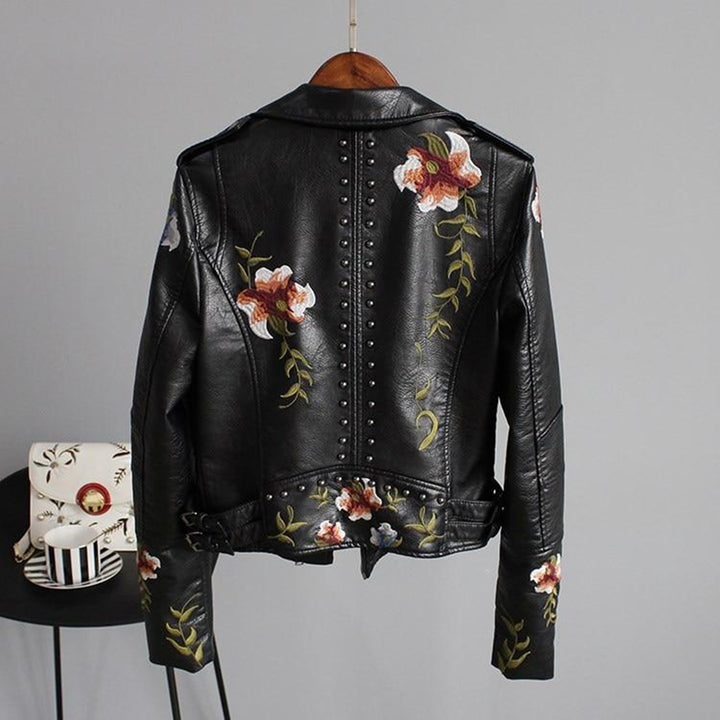 Ahuva | Women's Jacket with Floral Embroidery and Studs
