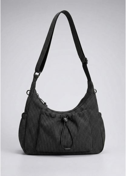 Stylish Black Nylon School Handbag with Zip Closure - Durable and Functional