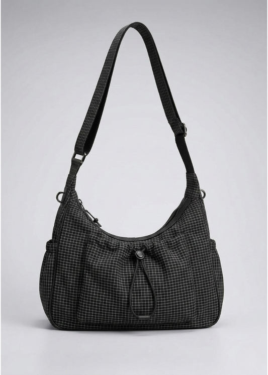 Stylish Black Nylon School Handbag with Zip Closure - Durable and Functional