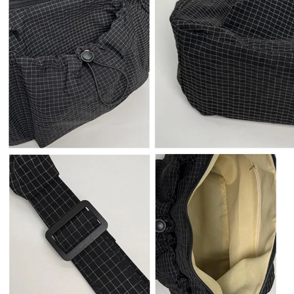 Stylish Black Nylon School Handbag with Zip Closure - Durable and Functional