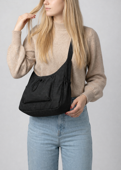 Stylish Black Nylon School Handbag with Zip Closure - Durable and Functional