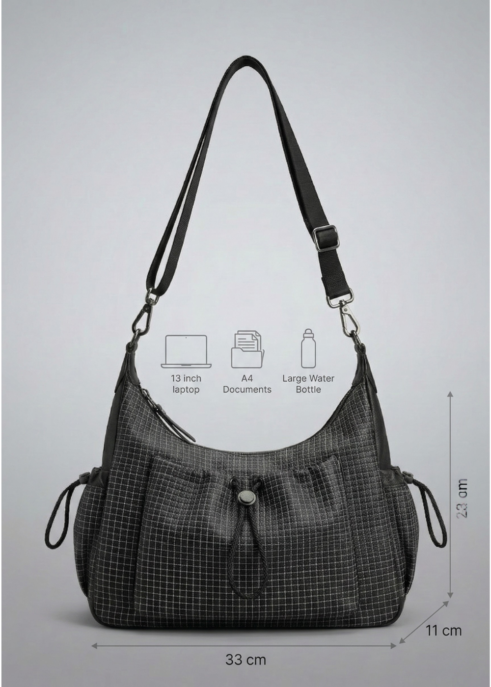 Stylish Black Nylon School Handbag with Zip Closure - Durable and Functional