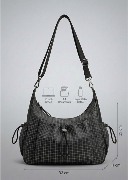 Stylish Black Nylon School Handbag with Zip Closure - Durable and Functional