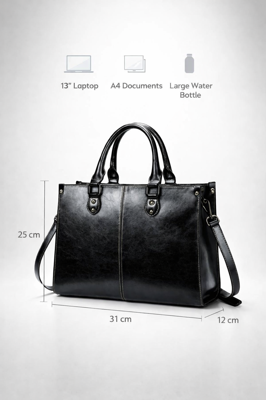 Stylish Black Women's Work Bag - Versatile and Professional Design