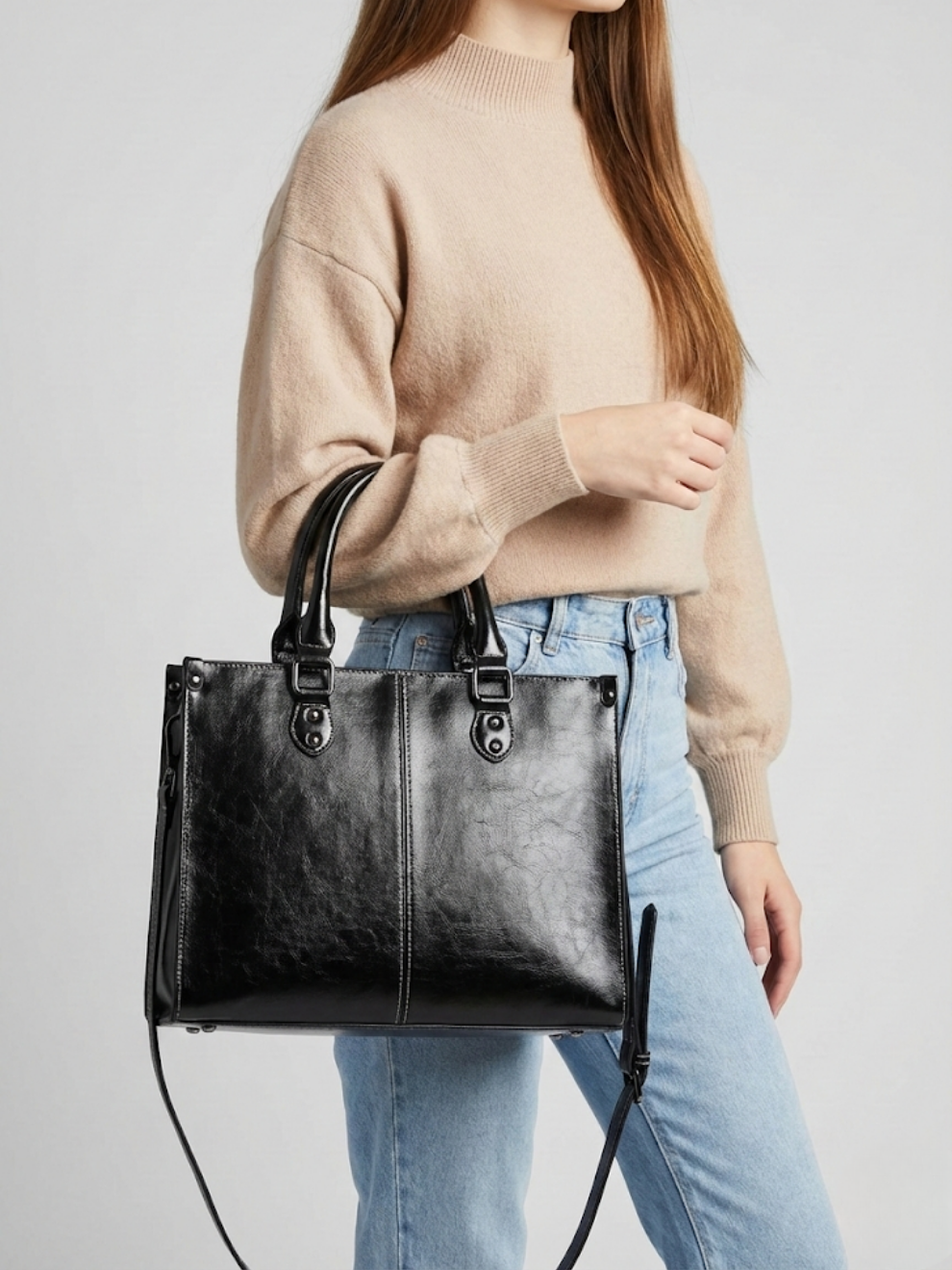 Stylish Black Women's Work Bag - Versatile and Professional Design