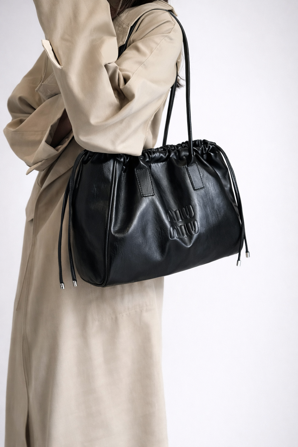 Women's Black Work Tote Bag – Spacious PU Leather Shoulder Bag