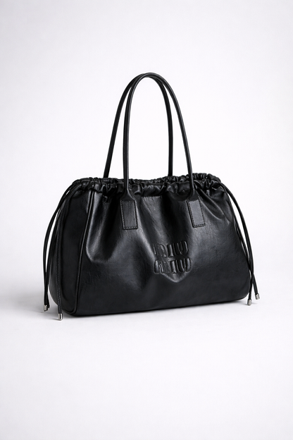Women's Black Work Tote Bag – Spacious PU Leather Shoulder Bag