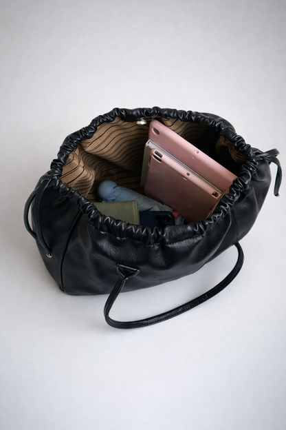 Women's Black Work Tote Bag – Spacious PU Leather Shoulder Bag
