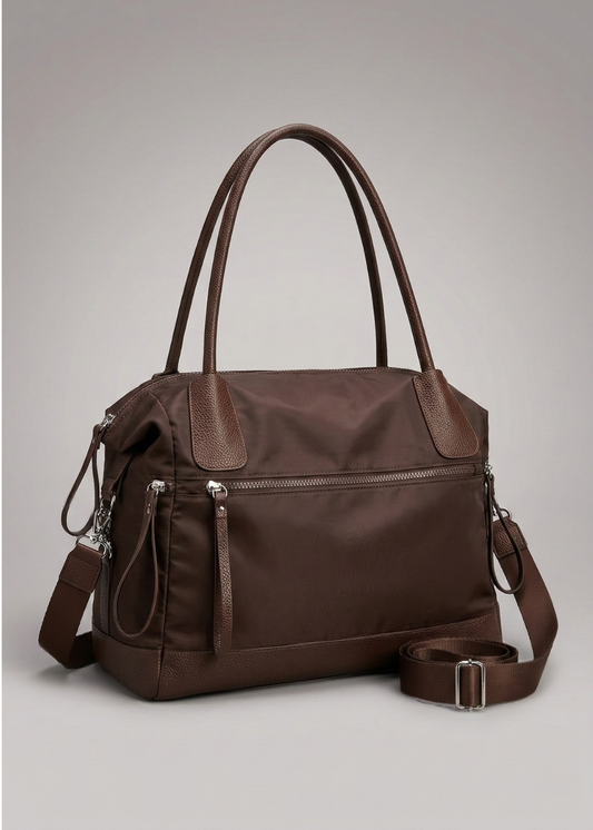Durable Brown Nylon Tote Bag for School - Stylish and Functional Backpack Alternative