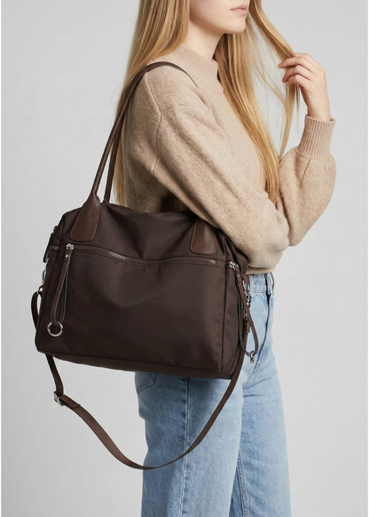 Durable Brown Nylon Tote Bag for School - Stylish and Functional Backpack Alternative