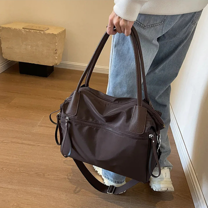 Durable Brown Nylon Tote Bag for School - Stylish and Functional Backpack Alternative