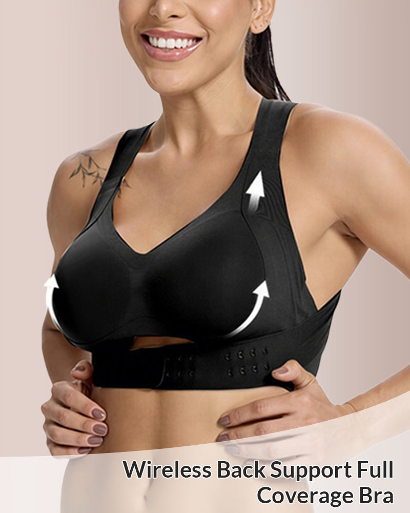 Adjustable Front Closure Cross-Back Wireless Posture Support Bra for Comfort and Alignment
