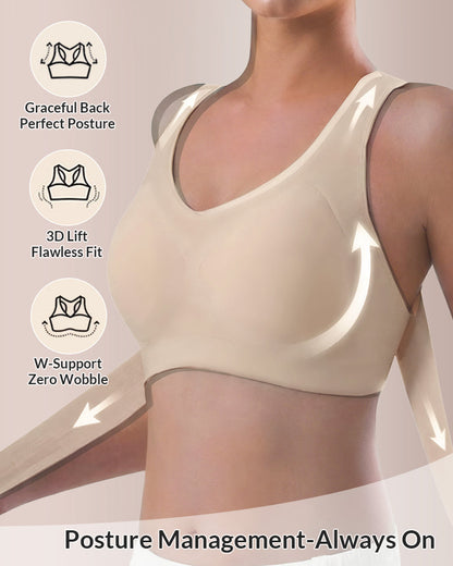 Adjustable Front Closure Cross-Back Wireless Posture Support Bra for Comfort and Alignment