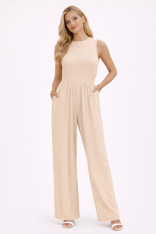 Jonna | Women's Jumpsuit Wide Legs Beige