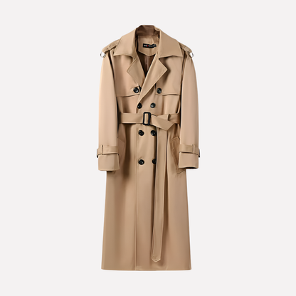 Men's Stylish Over the Knee Belted Trench Coat for All Seasons