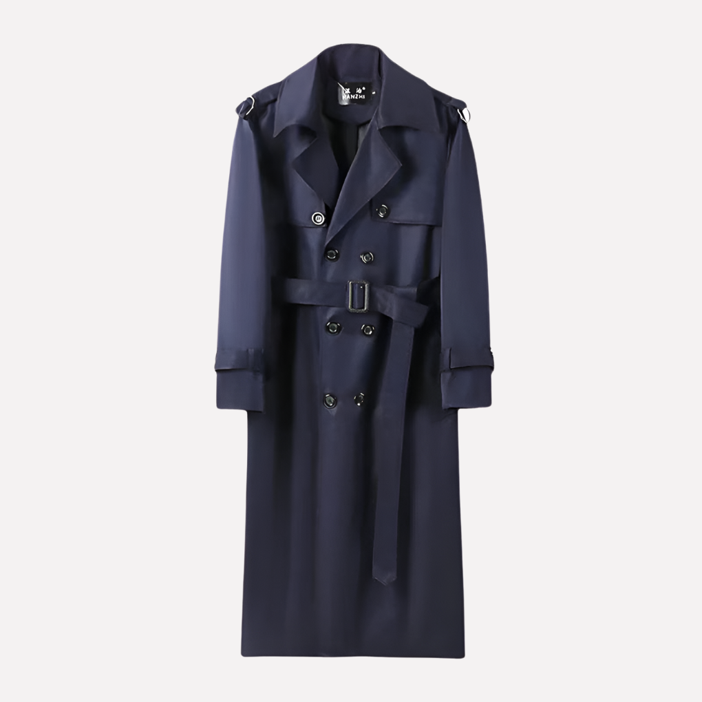 Men's Stylish Over the Knee Belted Trench Coat for All Seasons