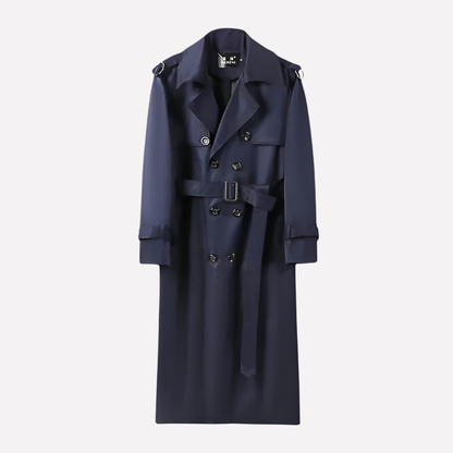 Men's Stylish Over the Knee Belted Trench Coat for All Seasons