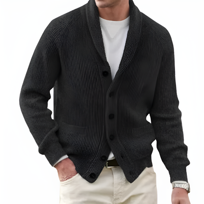 Men's Shawl Collar Cardigan with Button Front - Stylish Knitwear for Casual and Formal Wear