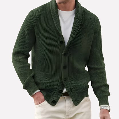 Men's Shawl Collar Cardigan with Button Front - Stylish Knitwear for Casual and Formal Wear