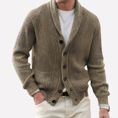Men's Shawl Collar Cardigan with Button Front - Stylish Knitwear for Casual and Formal Wear