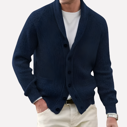 Men's Shawl Collar Cardigan with Button Front - Stylish Knitwear for Casual and Formal Wear