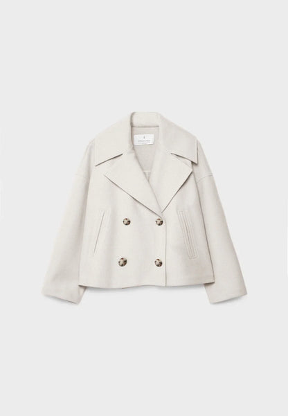 Women's Double Breasted Cropped Jacket with Notch Lapel - Stylish Outerwear for All Seasons