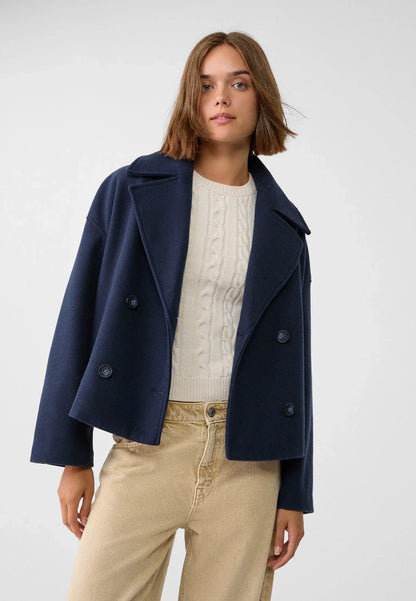 Women's Double Breasted Cropped Jacket with Notch Lapel - Stylish Outerwear for All Seasons