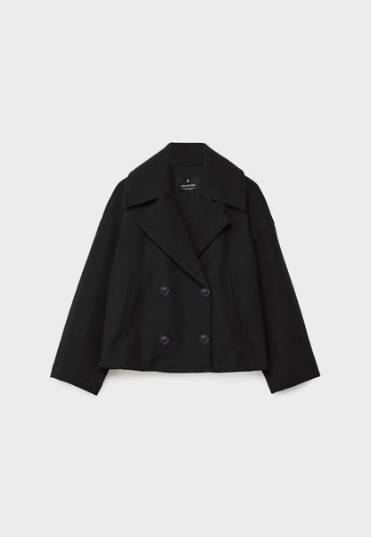 Women's Double Breasted Cropped Jacket with Notch Lapel - Stylish Outerwear for All Seasons