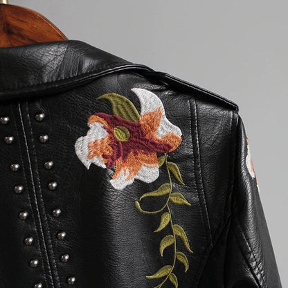 Ahuva | Women's Jacket with Floral Embroidery and Studs