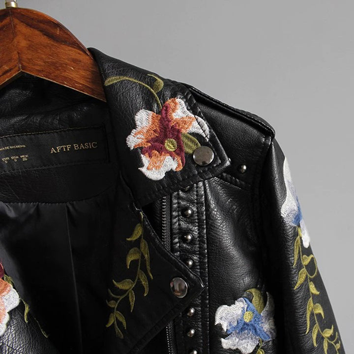 Ahuva | Women's Jacket with Floral Embroidery and Studs