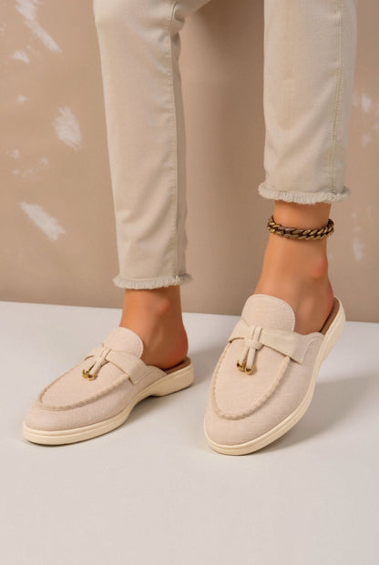 Comfortable Solid Toe Slip-On Flat Sandals for Women