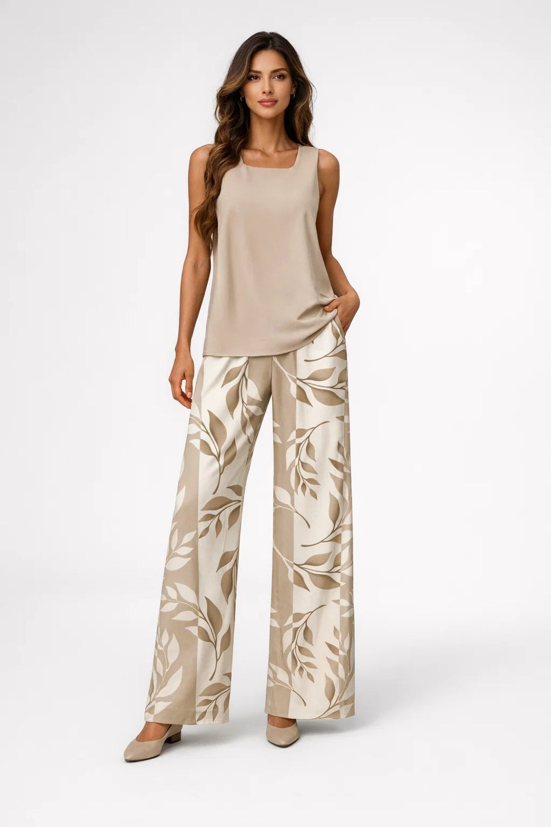 Ladies Set - Sleeveless Top with Wide Palazzo Trousers | Elegant