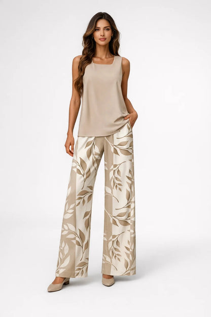 Ladies Set - Sleeveless Top with Wide Palazzo Trousers | Elegant