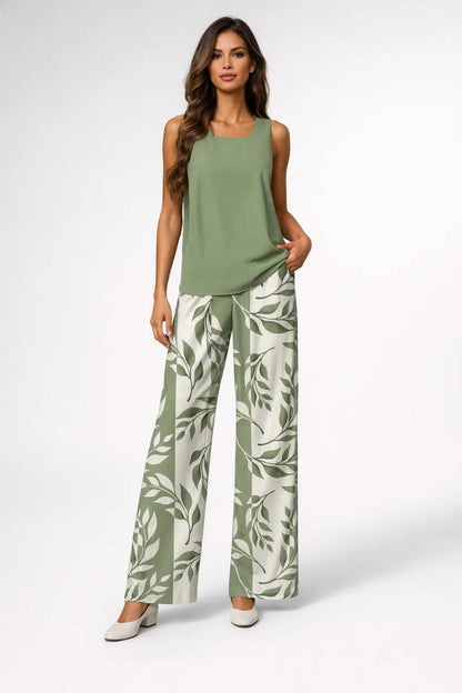 Ladies Set - Sleeveless Top with Wide Palazzo Trousers | Elegant