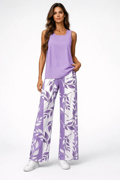 Ladies Set - Sleeveless Top with Wide Palazzo Trousers | Elegant