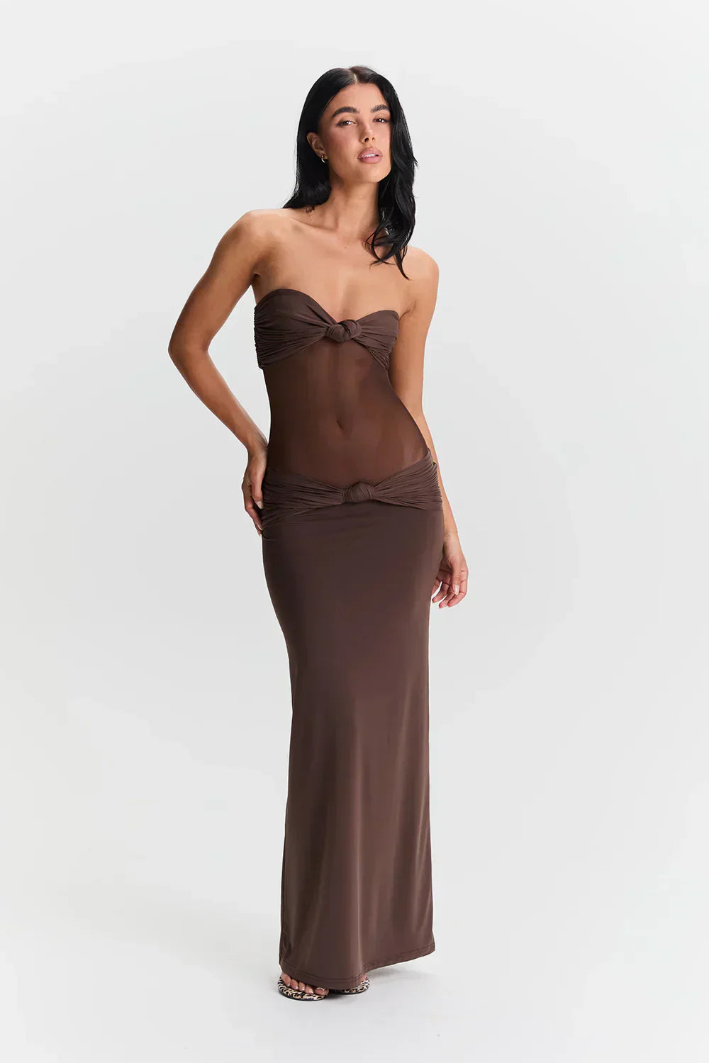 Ayesha | Strapless Mesh Detail Dress