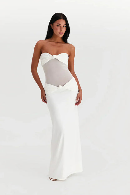 Ayesha | Strapless Mesh Detail Dress