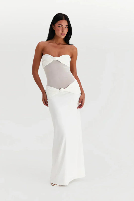 Ayesha | Strapless Mesh Detail Dress