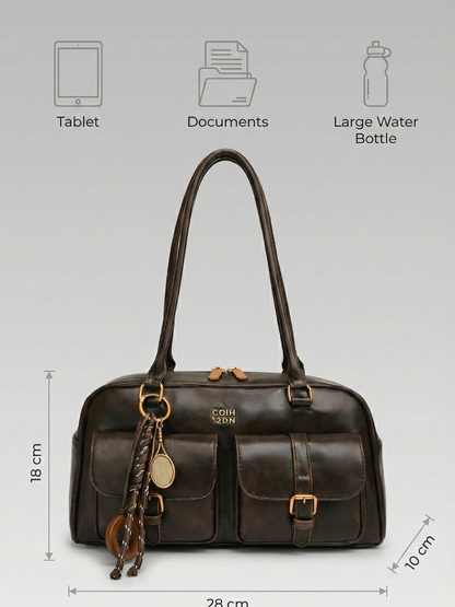 Women's Multi-Pocket Shoulder Bag - Stylish and Functional Design