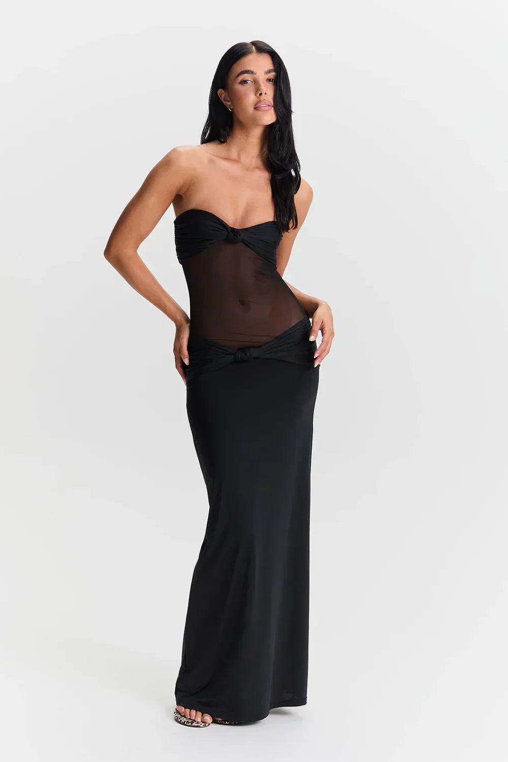 Ayesha | Strapless Mesh Detail Dress