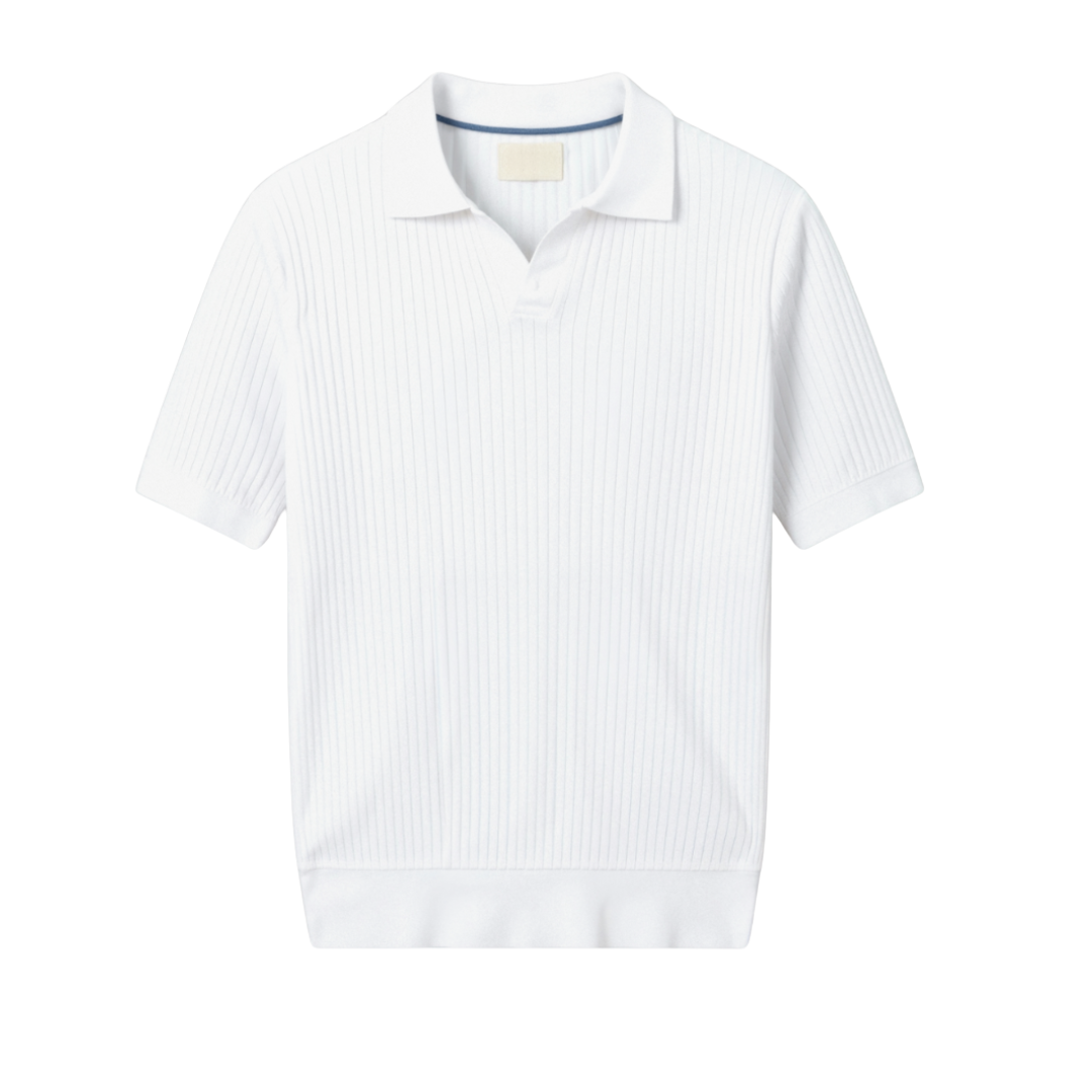 Men's Ribbed Cotton Polo Shirt - Stylish Casual Wear