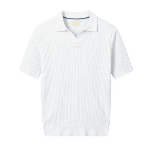 Men's Ribbed Cotton Polo Shirt - Stylish Casual Wear