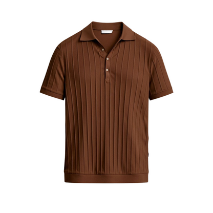 Men's Short Sleeve Polo Shirt with Vertical Stripes - Casual Summer Fashion