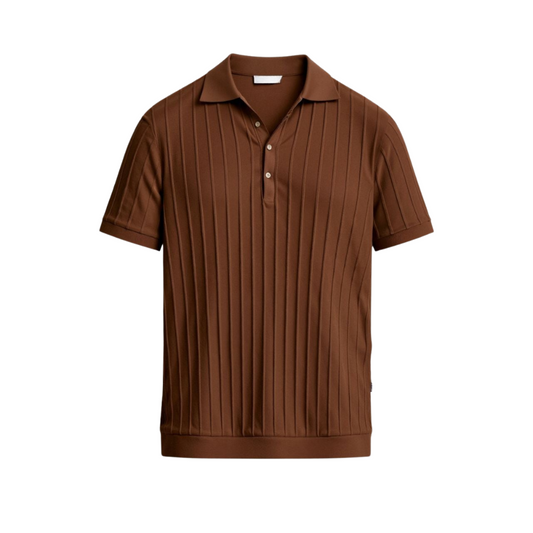 Men's Short Sleeve Polo Shirt with Vertical Stripes - Casual Summer Fashion