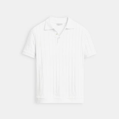 Men's Short Sleeve Polo Shirt with Vertical Stripes - Casual Summer Fashion
